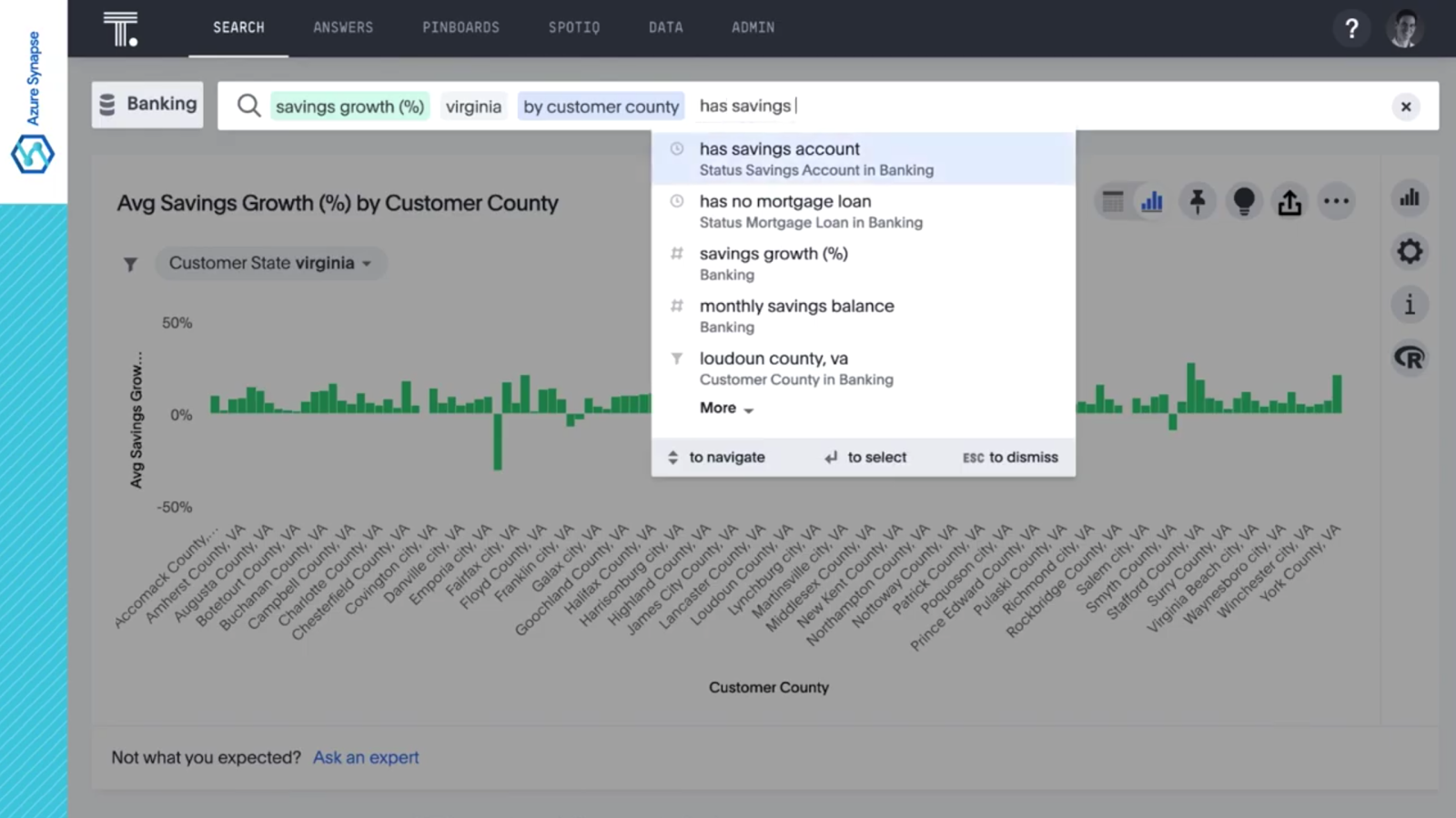 How to search through your Azure Synapse data in ThoughtSpot.