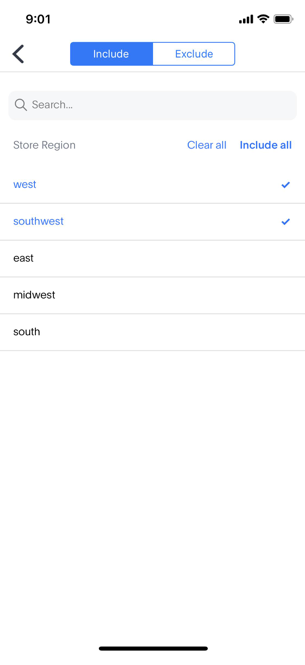 Store regions to include in a chart.