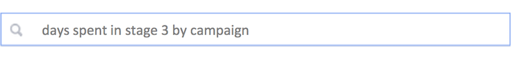 Someone searching days spent in stage 3 by campaign in a search bar.