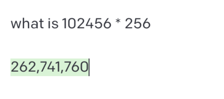 Screenshot showing how ChatGPT fails at basic arithmetic operations