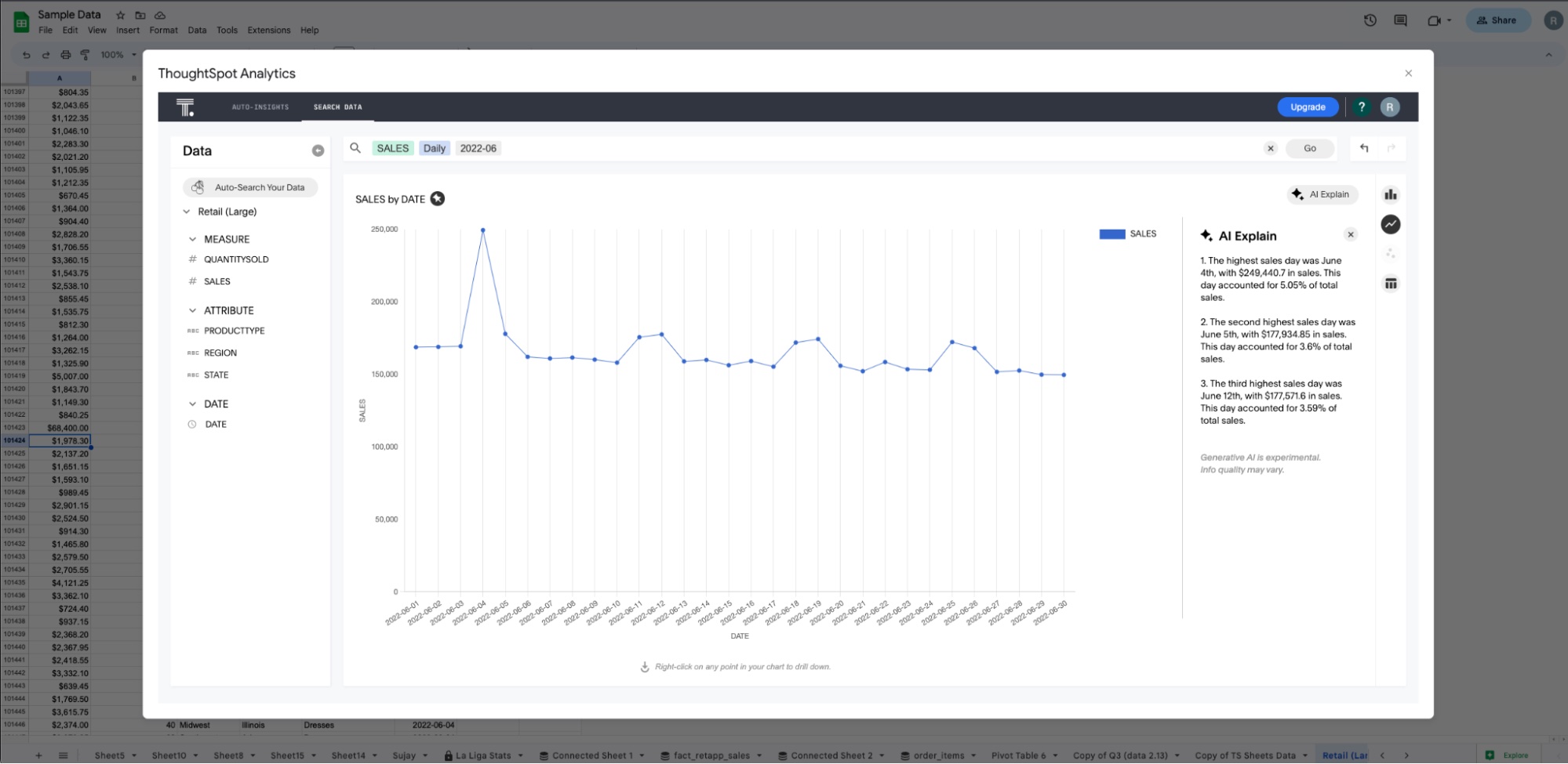 Product screenshot from Google sheets showing usage of PaLM 2 for Text model