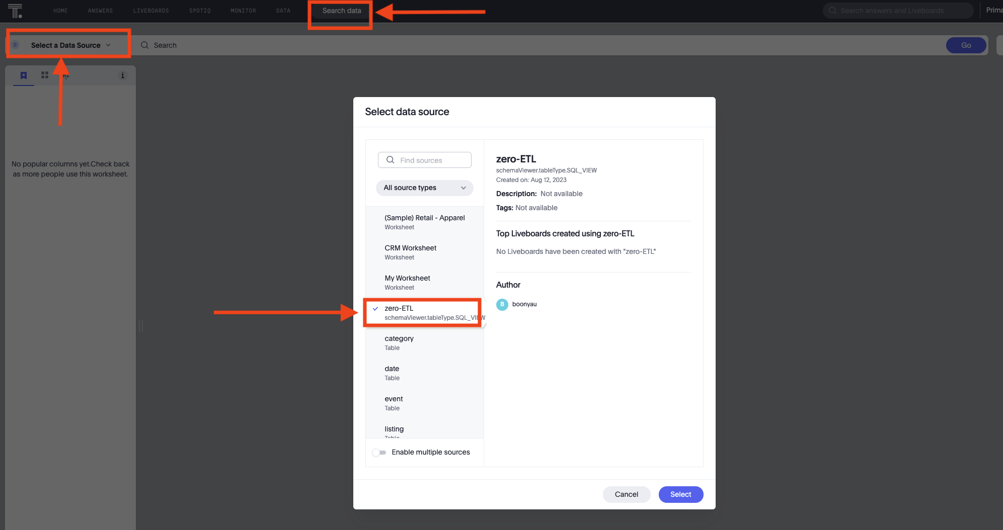 Select the SQL View