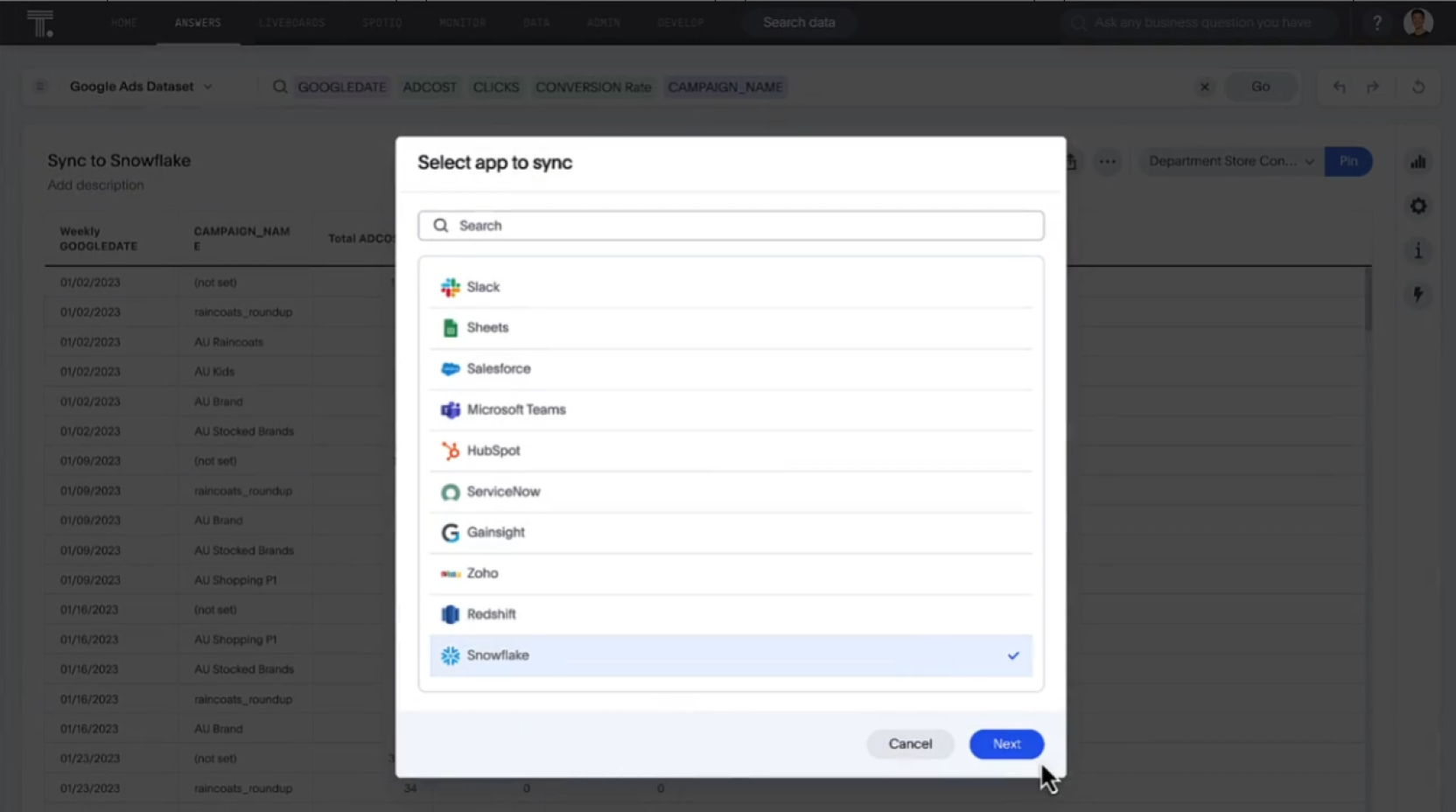 Sync with apps