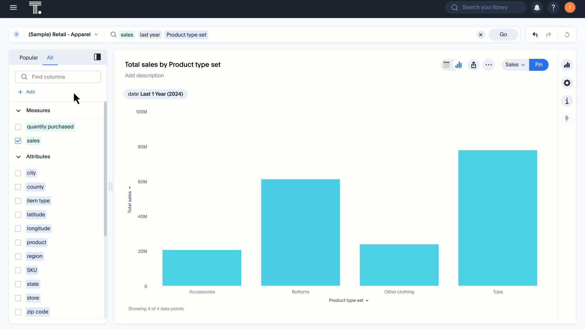 Animated GIF showing how to create Query Sets in ThoughtSpot step by step and how they are applied in Liveboards and dashboards.