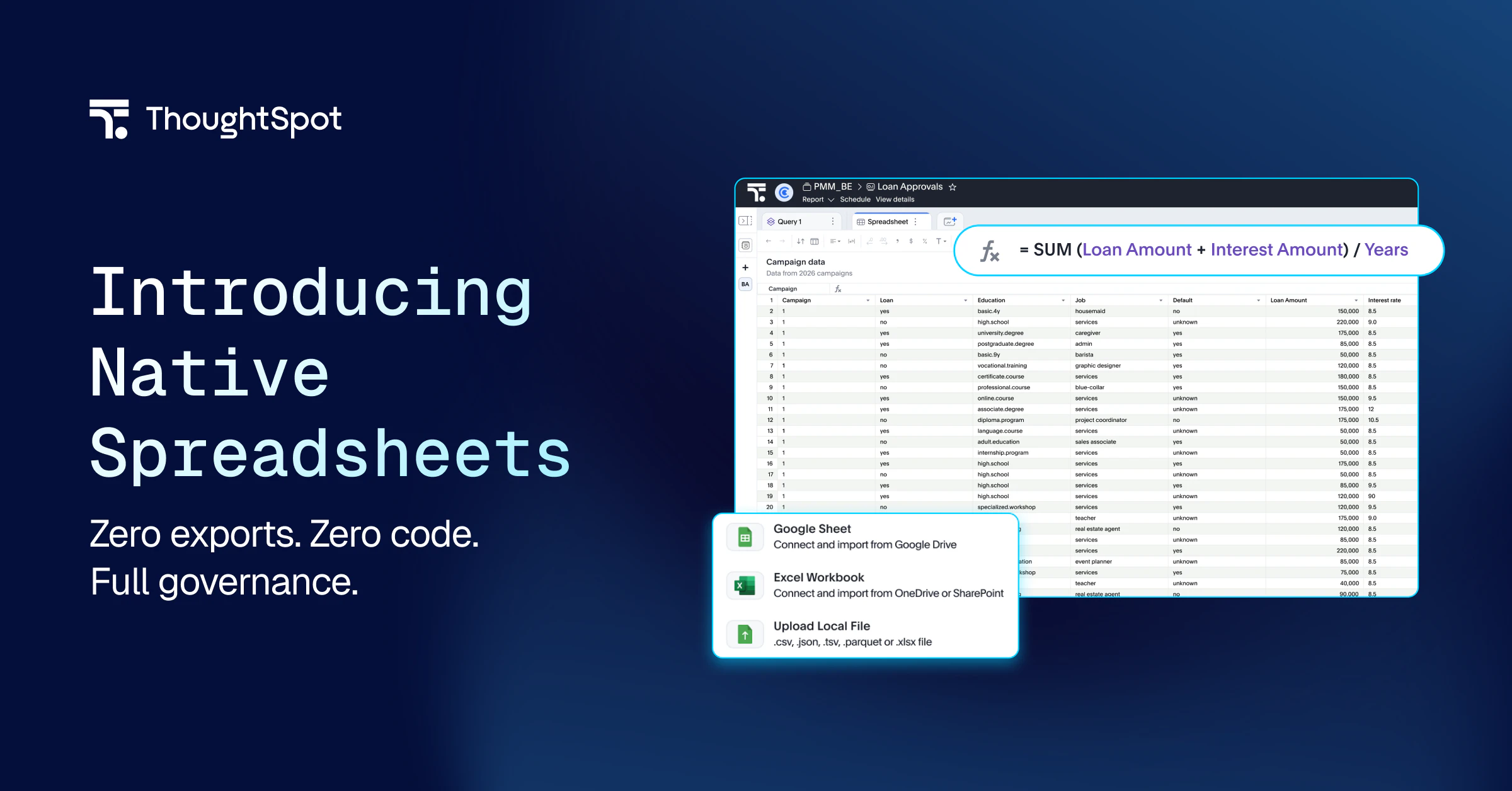 Native Spreadsheets in ThoughtSpot Analyst Studio