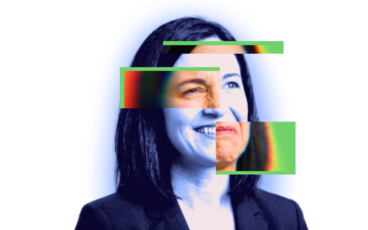 Woman showing analytics glitch