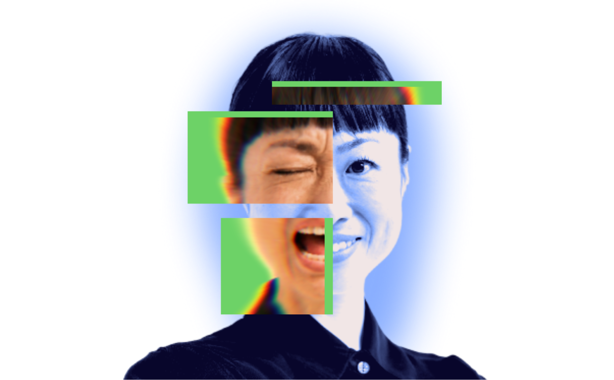 Woman showing analytics glitch